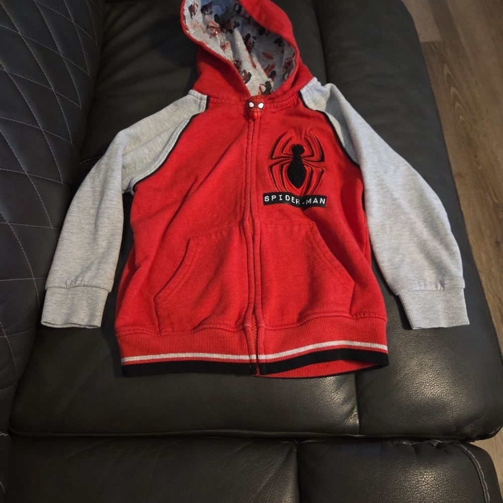 Marvel Spider-Man Kids Size 6 Zip-Up Hoodie Sweatshirt Red Graphic Jacket‎
